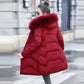 Casaco Long Puffer com Capuz de Pele