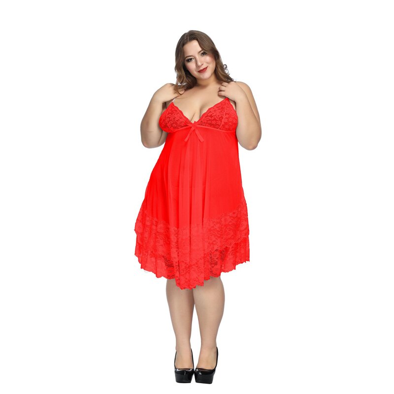 Camisola Transparente de Renda Plus Size Disponível