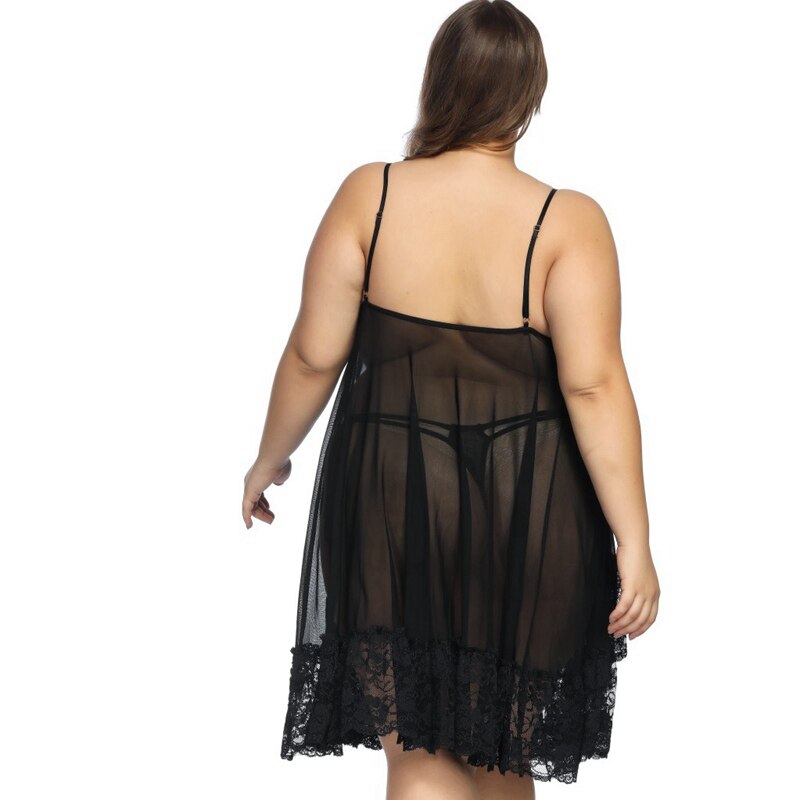 Camisola Transparente de Renda Plus Size Disponível