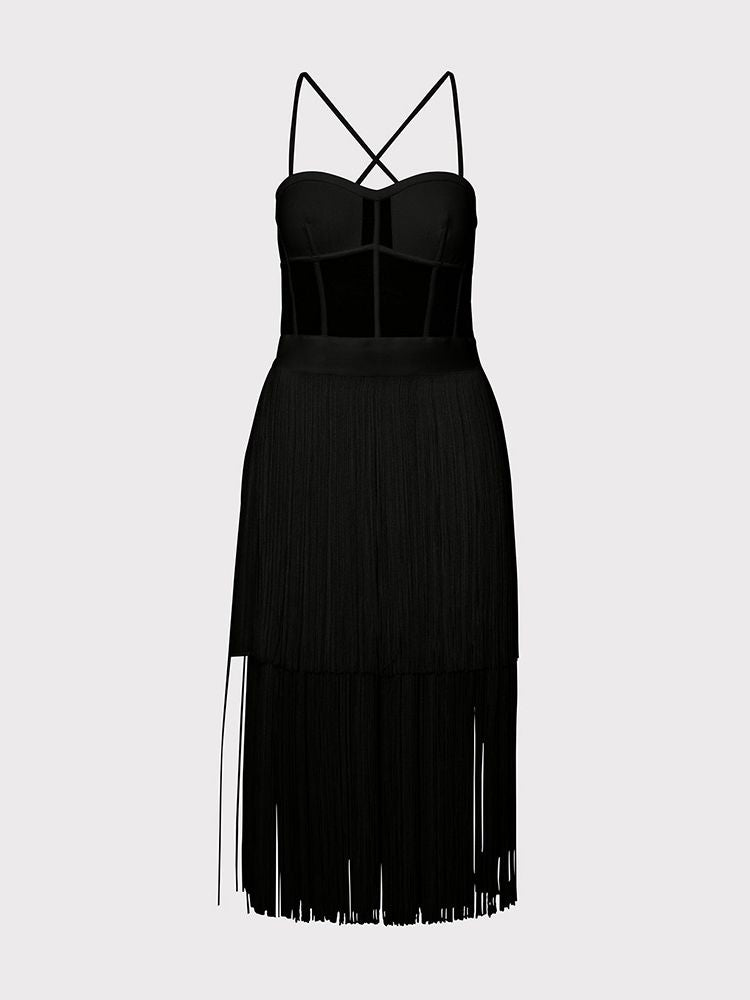 Vestido Black Franjado