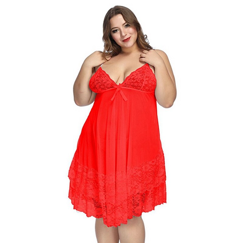 Camisola Transparente de Renda Plus Size Disponível